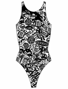 Stickers Pro Resist Swimsuit white / black 3-4 Years Girls - TURBO - FashionsVida