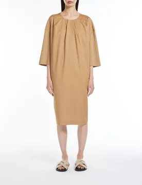 Abito midi color cammello in cotone e modal MM con maniche tre quarti - Max Mara - FashionsVida