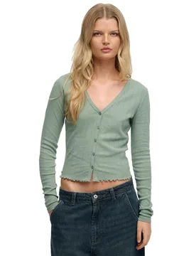 Cardigan Athletic Essential Pointelle Light Jade Green 2XS - Superdry - FashionsVida