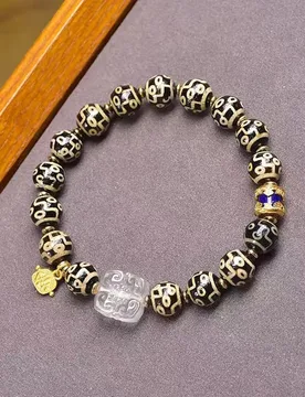 Tibetan Natural Agate Tianzu Multi-Treasure Bracelet Single-Circle Nine-Eyed WealthGod BenefactorTreasureVase Accessory Bracelet - Aliexpress - FashionsVida
