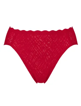 Women's 1 Pack ZERO Feel Bliss Festive High Leg Briefs Shanghai Red Large - Red - Size: Large - Sloggi - FashionsVida