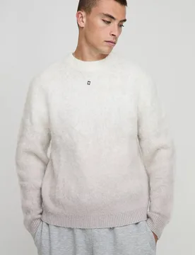 Herren Kastenförmiger Pullover mit gebürstetem Ombré-Streifenmuster Grey Größe XL - boohooMAN - FashionsVida