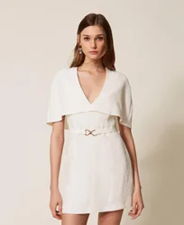 Robe courte cape en lin mélangé