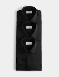 Pack Regular Fit Easy Iron Long Sleeve Shirts Black male