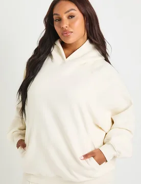 Womens Plus Core Basic Raglan Seam Oversized Hoodie - Ecru - Size 20 Uk - Boohoo - FashionsVida