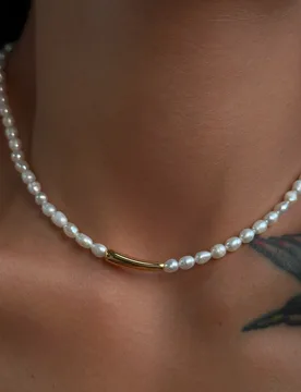Brass Natural Freshwater Pearl Tube Pendant Necklace Women Jewelry Punk Designer Runway Rare Gown Boho Japan Korean - Aliexpress - FashionsVida
