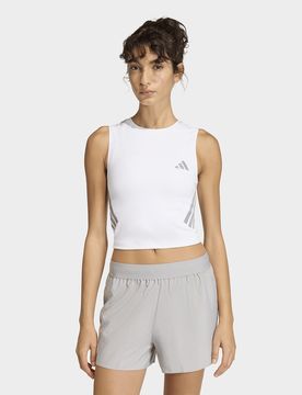 Womens Canotta Da Running Adi365 Iconic Crop - Bianco, bianco bianco Donna taglia XL