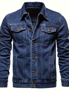 Chaqueta vaquera de manga larga con botones delanteros y bolsillo, casual y versátil para hombre, para el otoño - Shein - FashionsVida