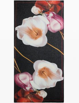 Foulard imprimé fleurs, Polyester, Noir, U