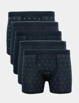 Pack Cotton Stretch StayNew™ Diamond Trunks Navy Mix male - M&S - FashionsVida