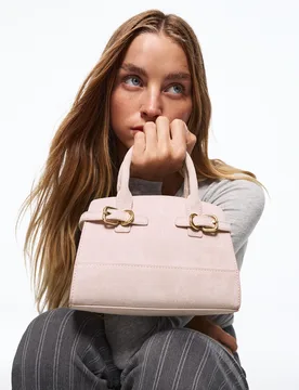 Sac Effet Suédine À Boucles Rose - Bershka - FashionsVida