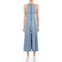Vestido largo en denim sin mangas