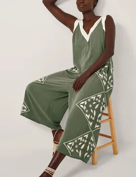 Women's Rhea Embroidered Culotte Romper Green Size: 2XL - Green - Size: 2XL - Monsoon - FashionsVida
