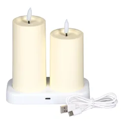 LED-Kerzen mit Ladestation, 2 Stück weiss