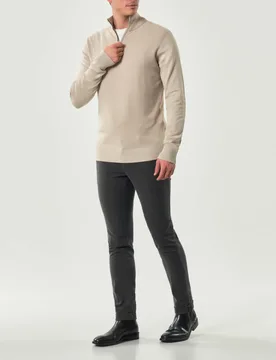 Pantalone chino Levanto grigio antracite in cotone stretch micro pied de poule - Powell - FashionsVida
