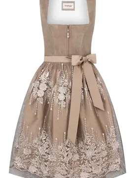 Dirndl Sarah (hellbraun, Gr. 48) von Bergfeuer Couture für Damen, 60% Polyester, 40% Baumwolle - Stockerpoint - FashionsVida