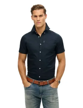 Camicia A Maniche Corte Oxford Eclipse Navy M - Superdry - FashionsVida