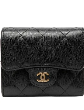 CC Quilted Caviar Trifold Wallet - Chanel - FashionsVida