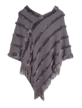 New Spring Autumn Winter V-neck Solid Color Fashion pullover Knitted Plush Shawl Poncho Lady Capes Gray Cloaks P8 - Aliexpress - FashionsVida