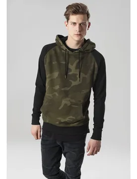 Sweat-shirt Raglan Contract Green Camouflage / Black S - Urban classics - FashionsVida