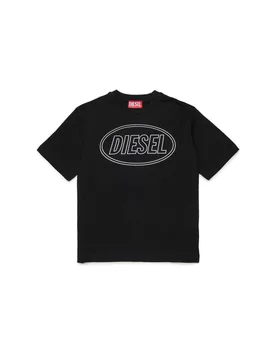 T-shirt nera in puro cotone con logo nero - Diesel - FashionsVida