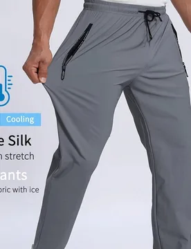 Pantalones de jogging ligeros y cómodos para hombre en verano, con bolsillos con cremallera y cintura elástica con cordón, tela suave y amigable co - Shein - FashionsVida