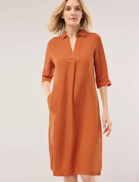 Leinenmixkleid, normale Größen, Farbe Orange, 40, weich und leicht 2 praktische Taschen Damen - Walbusch - FashionsVida
