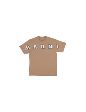 Unisex junior t-shirt m01265 m00rf 0m715 logo t-shirt beige - Marni - FashionsVida