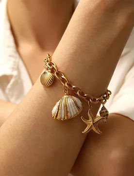 GANEMLY Ocean Style Stainless Steel Seashell Conch Starfish Drop Bracelet Bangle Waterproof Summer Daily Jewelry For Women - Aliexpress - FashionsVida