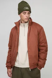 Herren Regular Fit Bomberjacke mit Stehkragen aus Nylon mit Mono-Wattierung Chocolate Größe XL