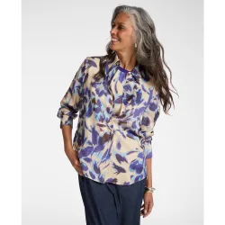 Camisa de mujer estampada ajuste regular con cierre de botones
