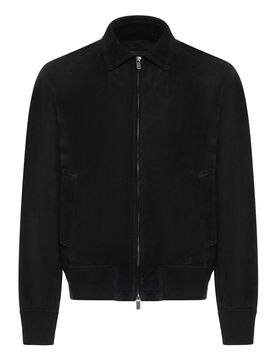 Giubbotto bomber in pelle scamosciata