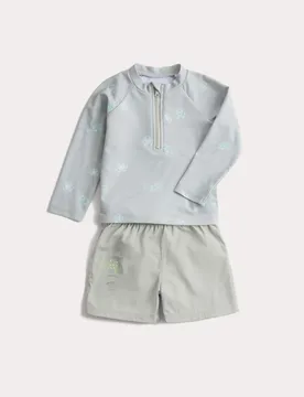 Pc Frog Rash Vest Swim Set (0-3 Yrs) Green Mix male - M&S - FashionsVida