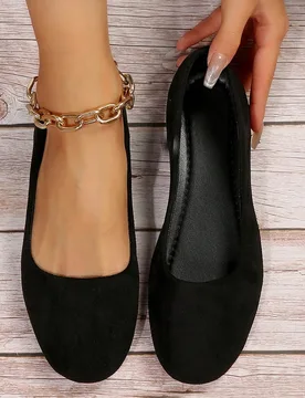 Bailarinas casuales ligeras de mujer para otoño/invierno, cómodas y versátiles mocasines negros, adecuados para tallas grandes del 35 al 43, estilo - Shein - FashionsVida