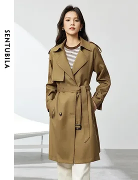 SENTUBILA Double-breasted Belted Trench Coats Women 2026 Spring Autumn England Style Commute Mid-length Loose Coat 151F80080X - Aliexpress - FashionsVida