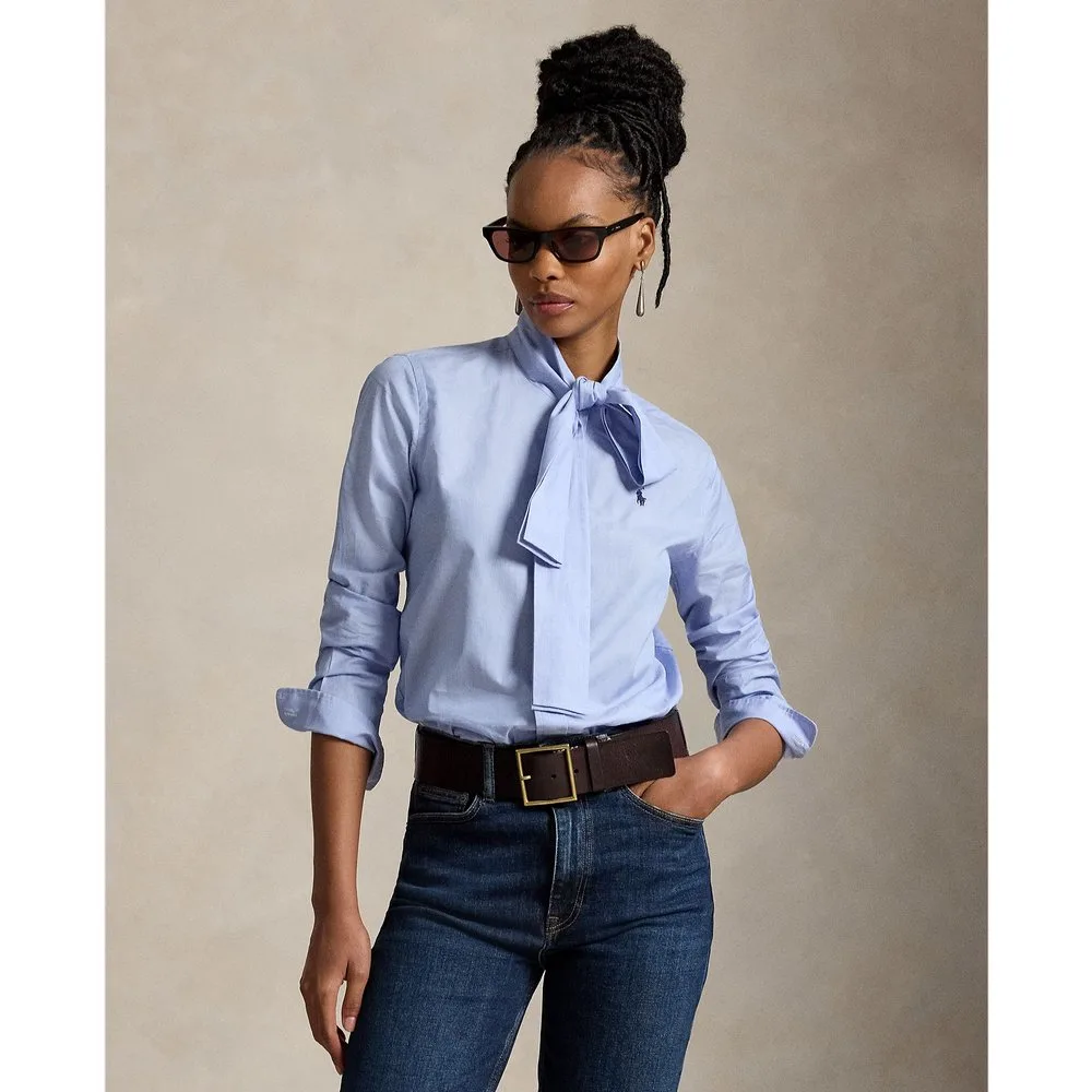 Camisa de mujer de algodón con lazo - Polo Ralph Lauren - FashionsVida
