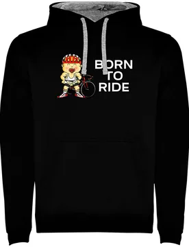 Felpa Con Cappuccio Born To Ride Two-colour Black / Grey - Kruskis - FashionsVida