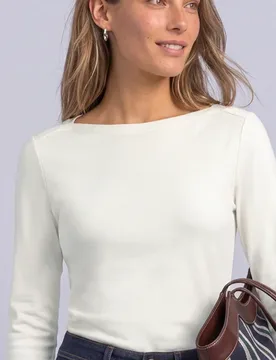 Basic Shirt mit U-Boot-Ausschnitt female Weiß - Street One - FashionsVida