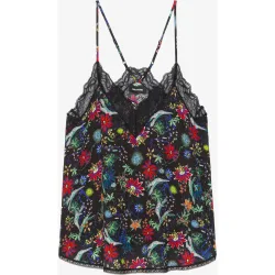 Zadig & Voltaire - Top lencero de mujer de viscosa estampada con encaje