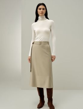 Gonna Midi Seta-Lana 44, Cintura Elastica, Elegante e Versatile