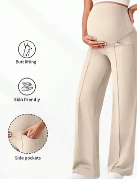 Pieza Pantalones de maternidad para mujer, con bolsillos, cintura elástica que no comprime el vientre, bolsillos dobles convenientes para llevar art? - Shein - FashionsVida