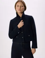 Cotton Blend Bouclé Cropped Jacket Navy female