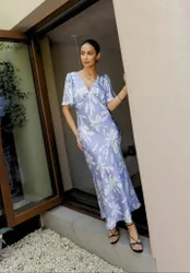 Ellis Dress in Blue Lily Print - 8