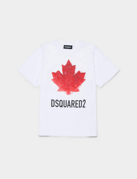 Dsquared t-shirt con foglia d'acero unisex bianco