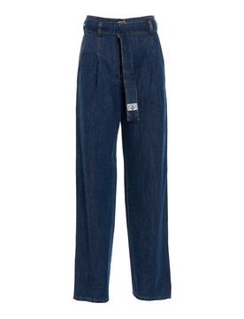 Jeans in denim con cintura in vita rimovibile