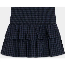 Falda mini volantes con estampado cuadros