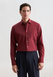 Regular Flanellhemd Uni Rot 43