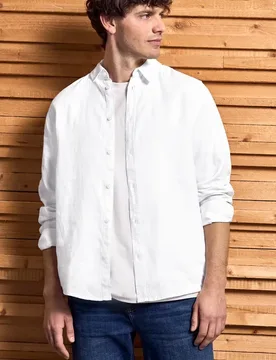 Street One Langarmhemd aus Leinen male Weiß - Street One MEN - FashionsVida