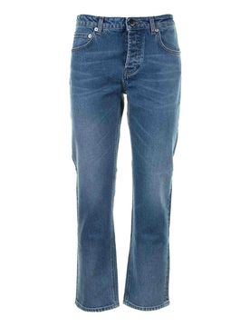 Jeans A Vita Alta In Denim Blu