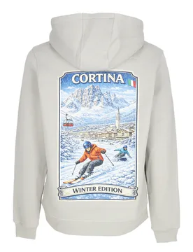 Felpa Cappuccio Uomo Holidays Winter Edit Cortina Hoodie Light Asphalt - ATIPICI - FashionsVida
